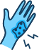 Circled hand icon highlights area on person silhouette and description of skin-, nails-, and hair-related symptoms